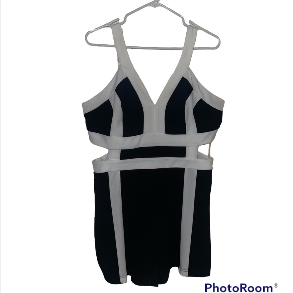 white and black romper